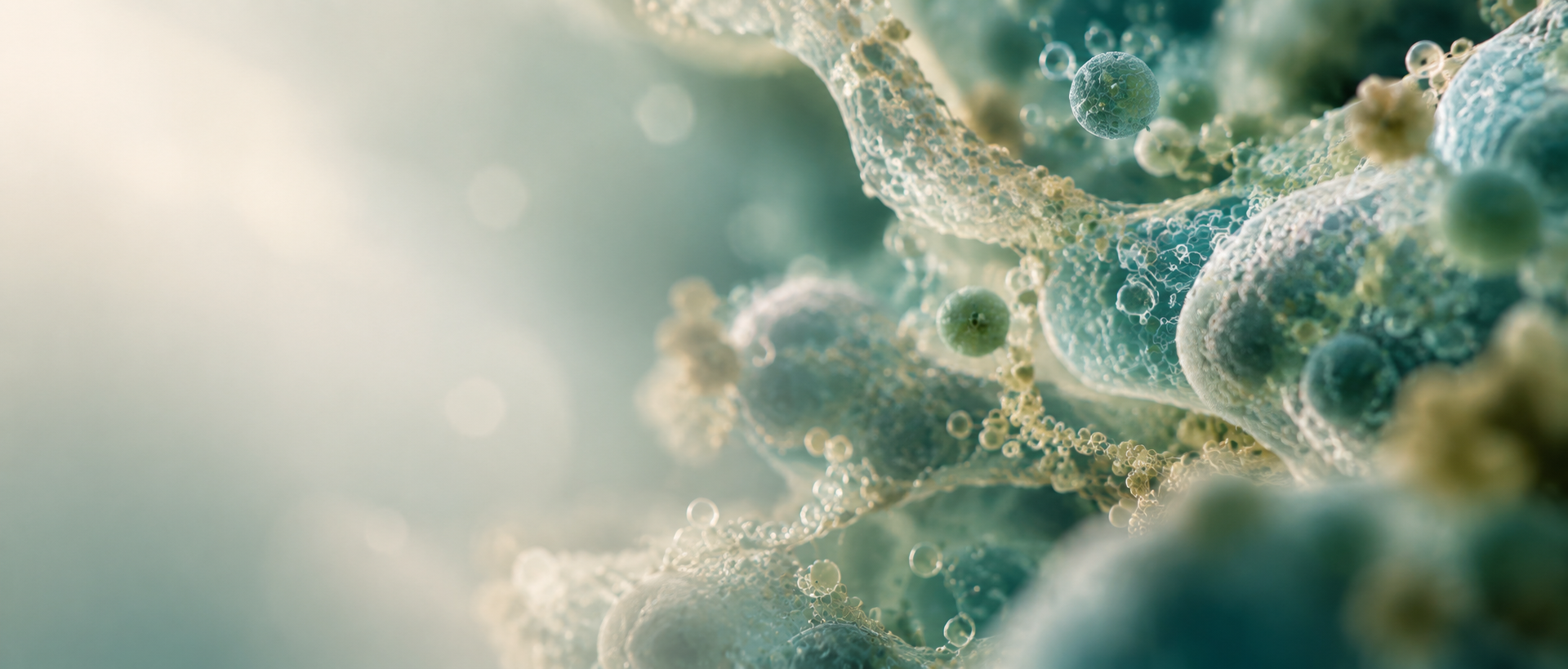Microscopic organic structures evoking the complexity of the human microbiome